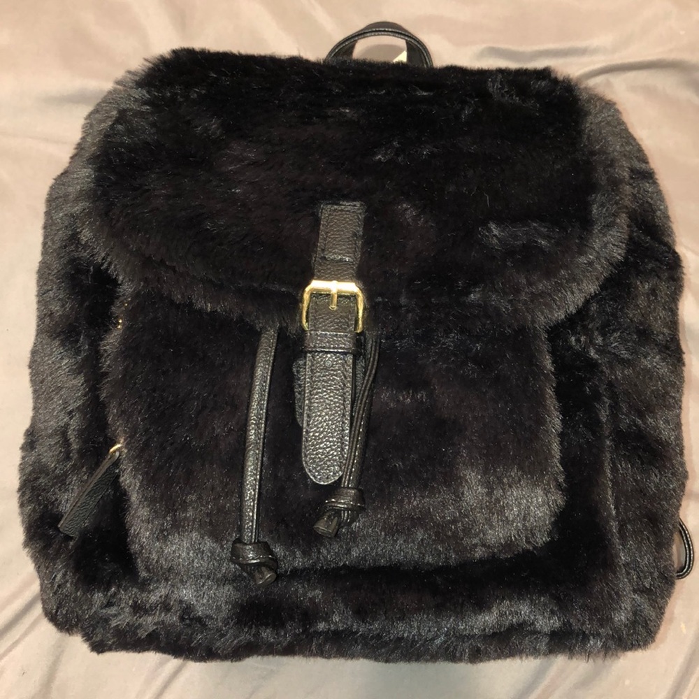 Black Fuzzy Backpack/Purse